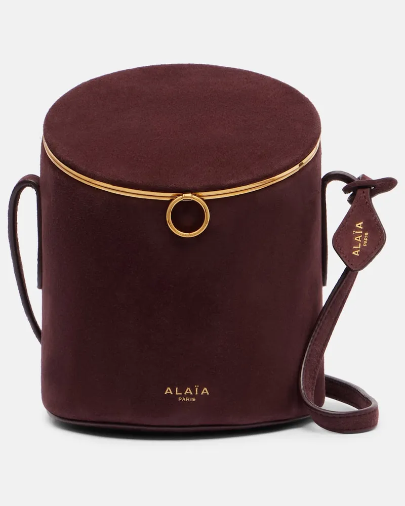 Alaïa Alaïa Bucket Bag La Canette Small aus Veloursleder Burgunderrot