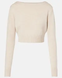 Max Mara Cropped-Pullover Angri aus Wolle und Kaschmir Beige