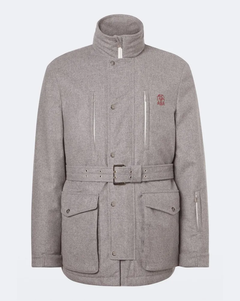 Brunello Cucinelli Skijacke aus Wolle Grau