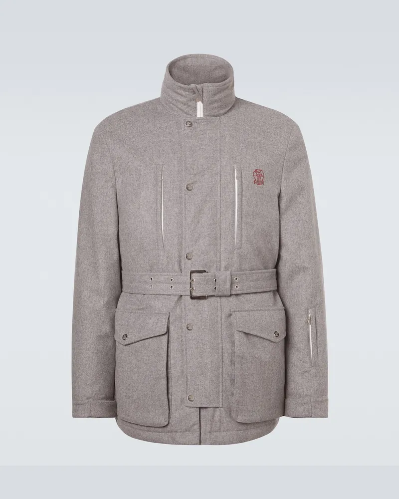Brunello Cucinelli Skijacke aus Wolle Grau