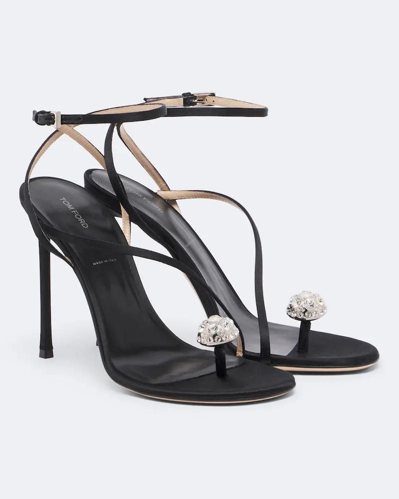 Tom Ford Sandalen aus Satin mit Kristallen Schwarz