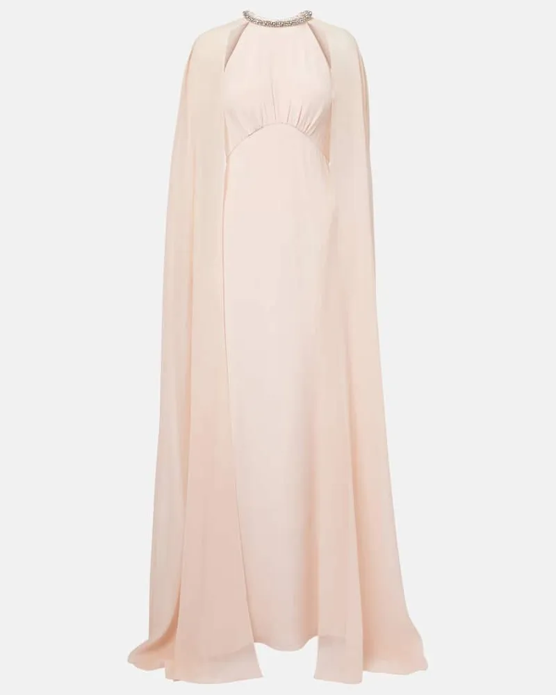 Roland Mouret Verzierte Robe aus Seidenchiffon Beige
