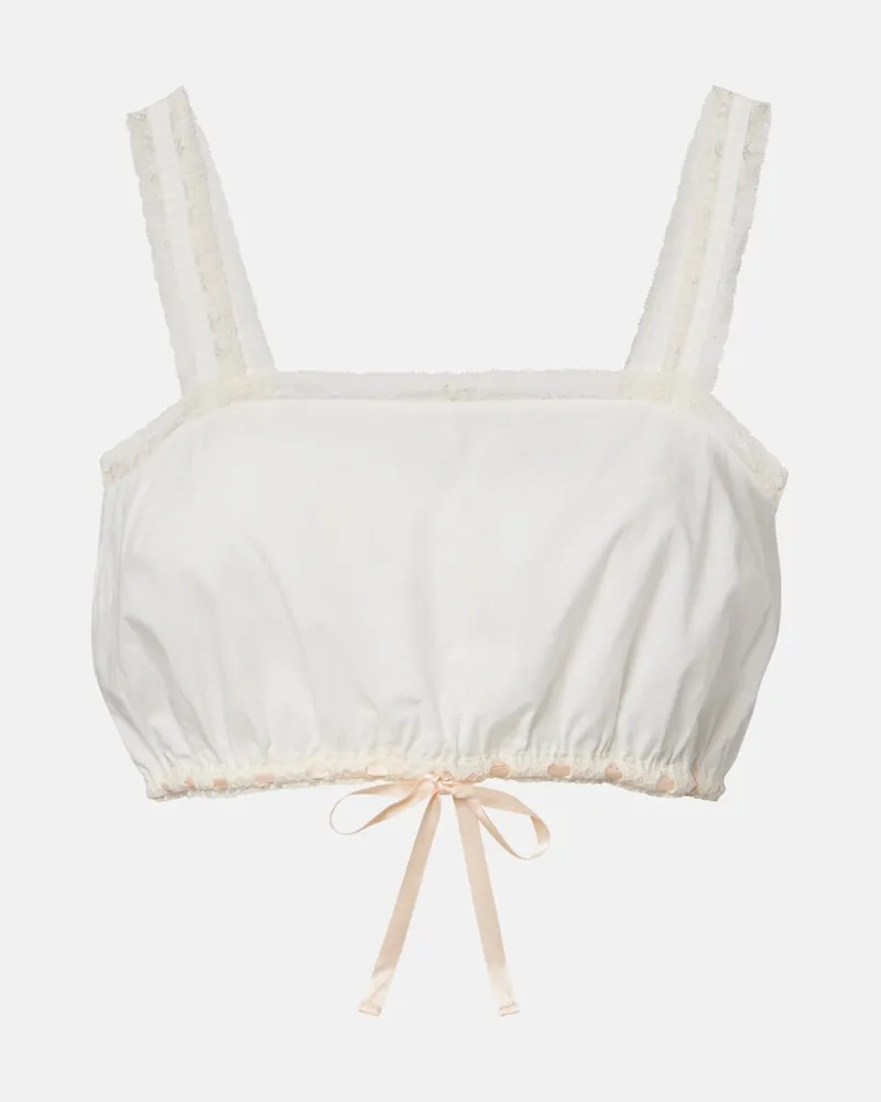 Posse Cropped-Top Alma aus Baumwolle mit Spitze Weiß
