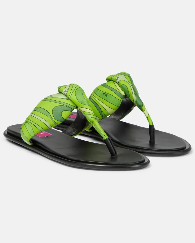 Emilio Pucci Sandalen Iride aus Seide und Leder Grün