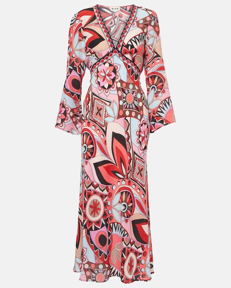 RIXO Maxikleid Tania aus Seide Rot