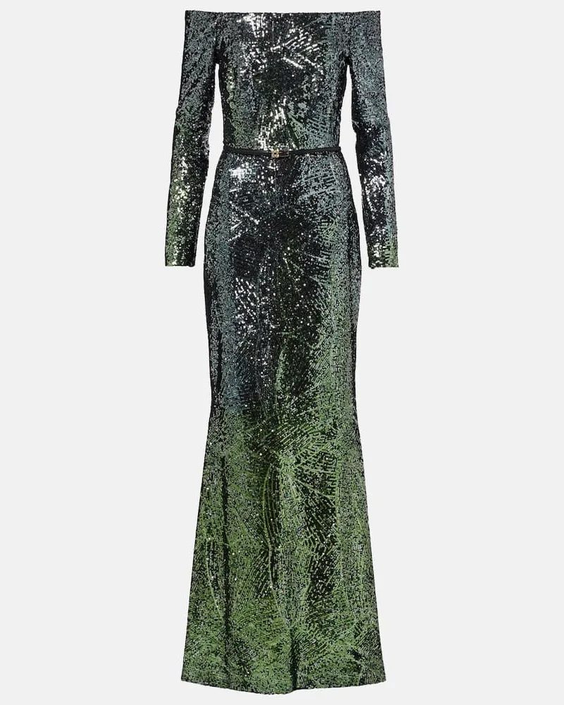 Elie Saab Robe aus einem Seidengemisch mit Pailletten Grün