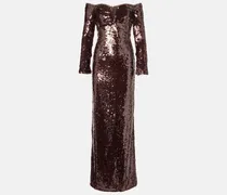 Off-Shoulder-Robe mit Pailletten
