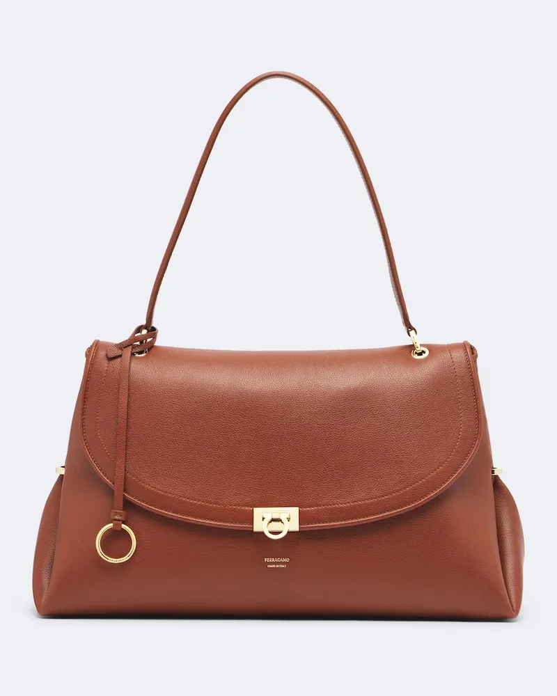 Ferragamo Schultertasche Sofia Large aus Leder Braun