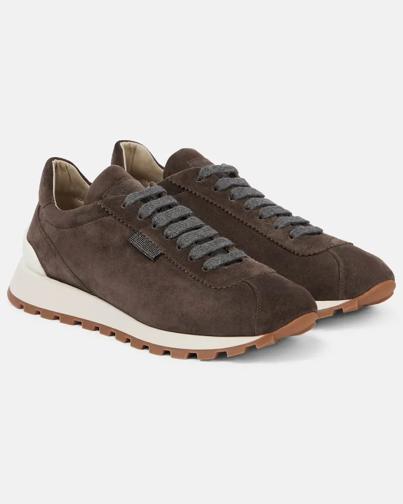 Brunello Cucinelli Sneakers Monili aus Veloursleder Braun