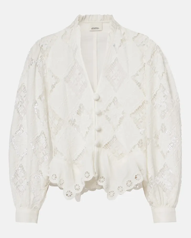 Isabel Marant Bluse Nina aus Baumwolle und Leinen Weiß