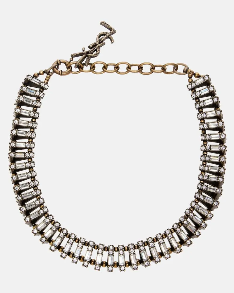 Saint Laurent Halskette Pyramid mit Kristallen Gold