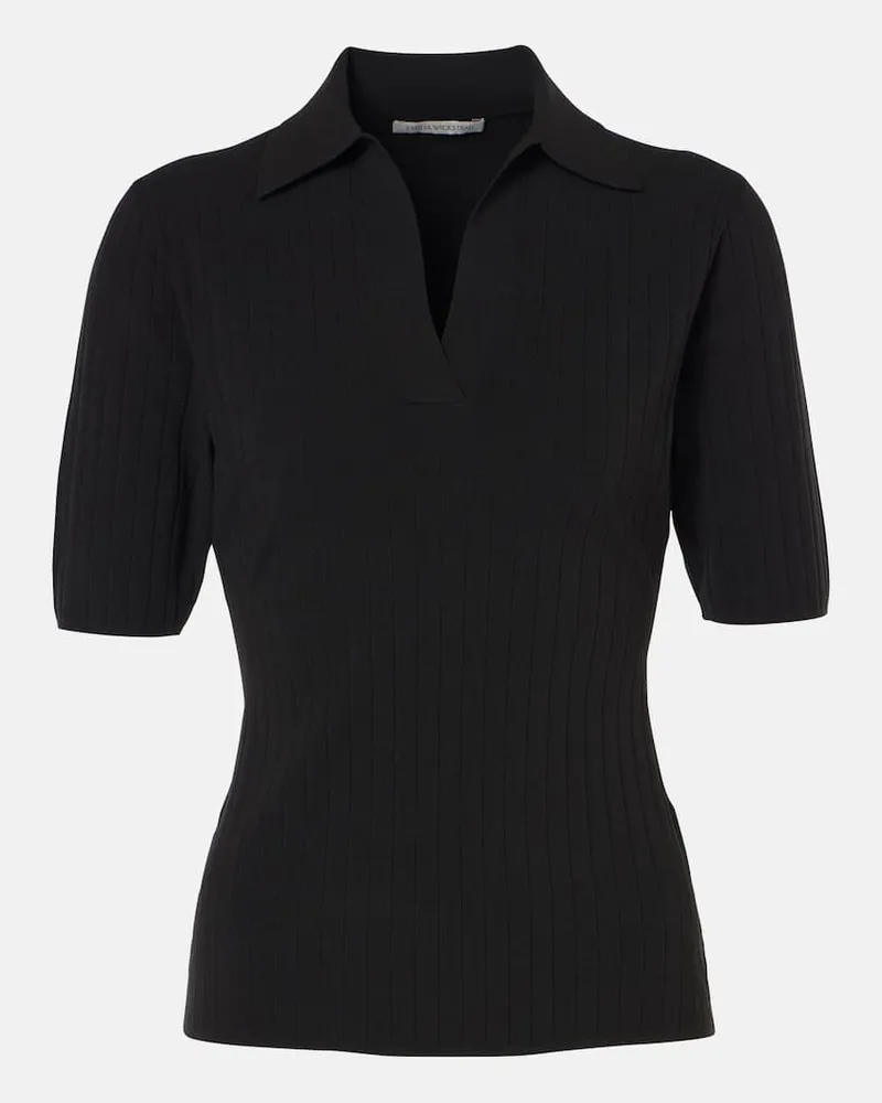 EMILIA WICKSTEAD Polohemd Dune aus Rippstrick Schwarz