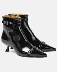 Ganni Ankle Boots Eyelets aus Lederimitat Schwarz