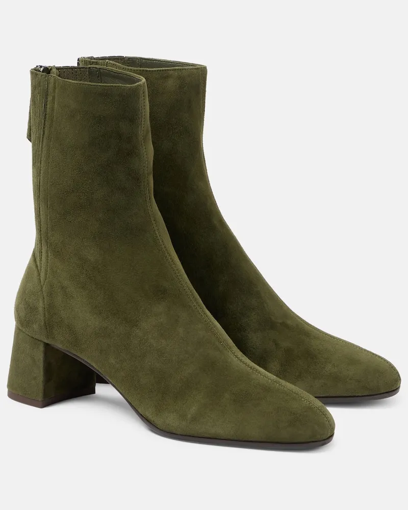 Aquazzura Ankle Boots Saint Honore 50 aus Veloursleder Grün