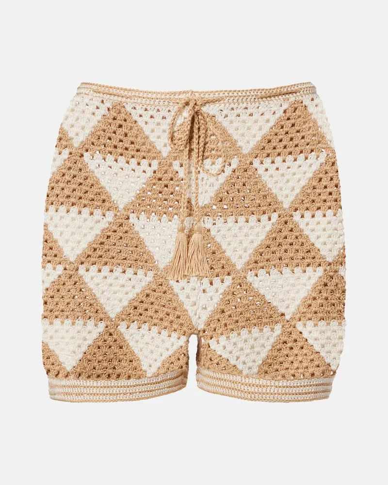 Anna Kosturova Shorts Maija aus Häkelstrick Weiß