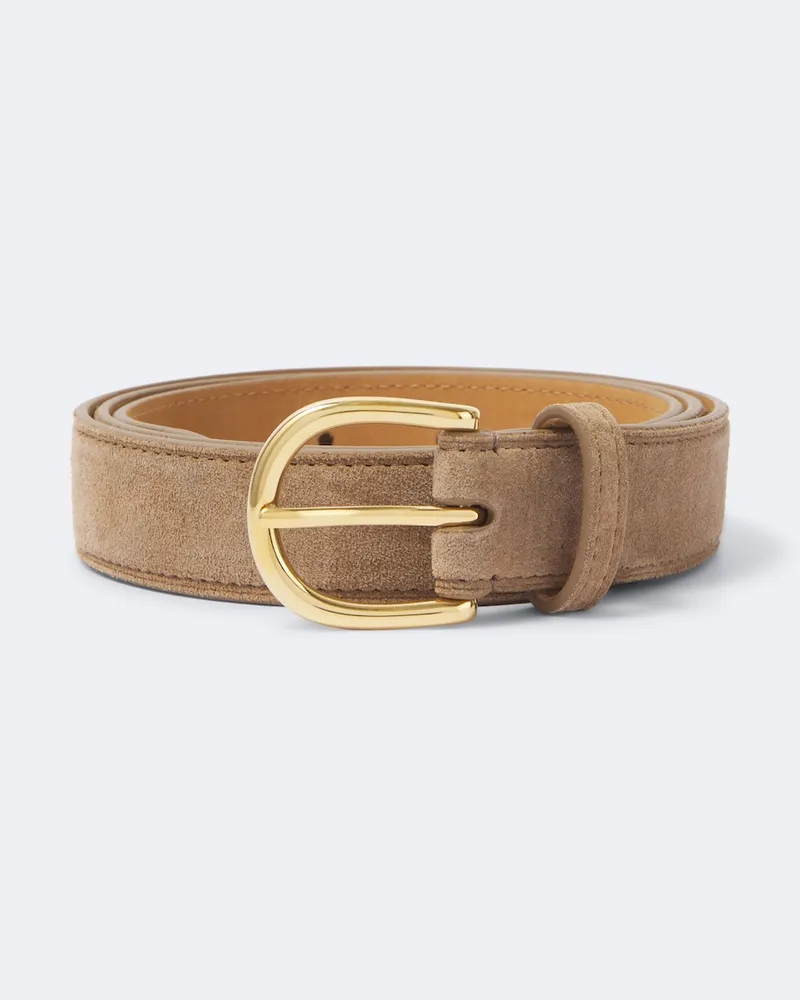 George Cleverley Gürtel aus Veloursleder Beige
