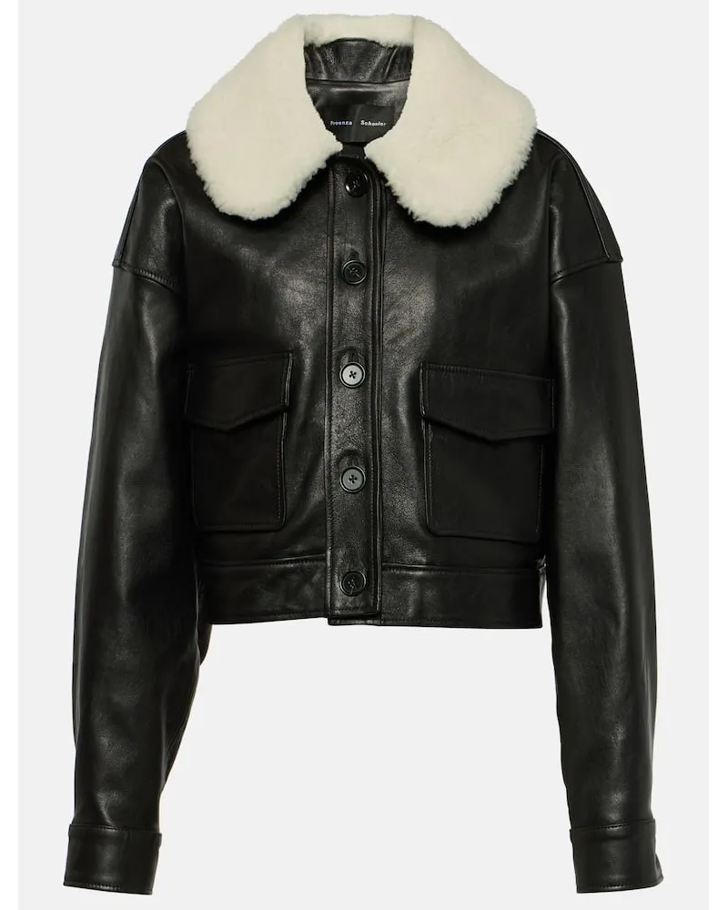 Proenza Schouler Lederjacke Judd mit Shearling Schwarz