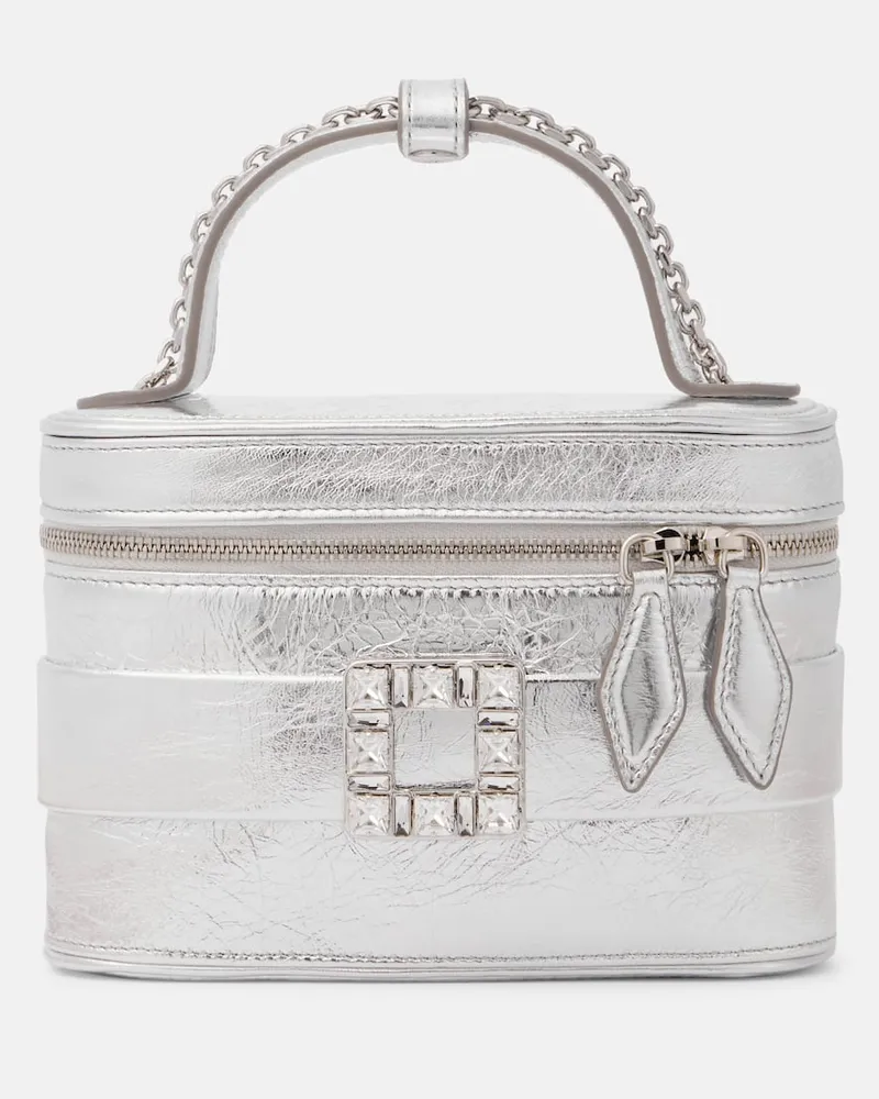 Roger Vivier Schultertasche Très Vivier aus Metallic-Leder Silber