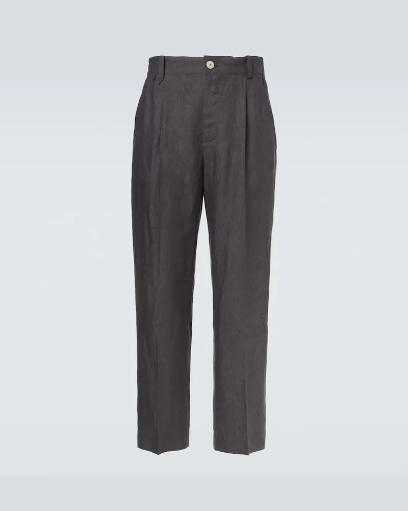 Jacquemus Gerade Hose aus Leinen Grau