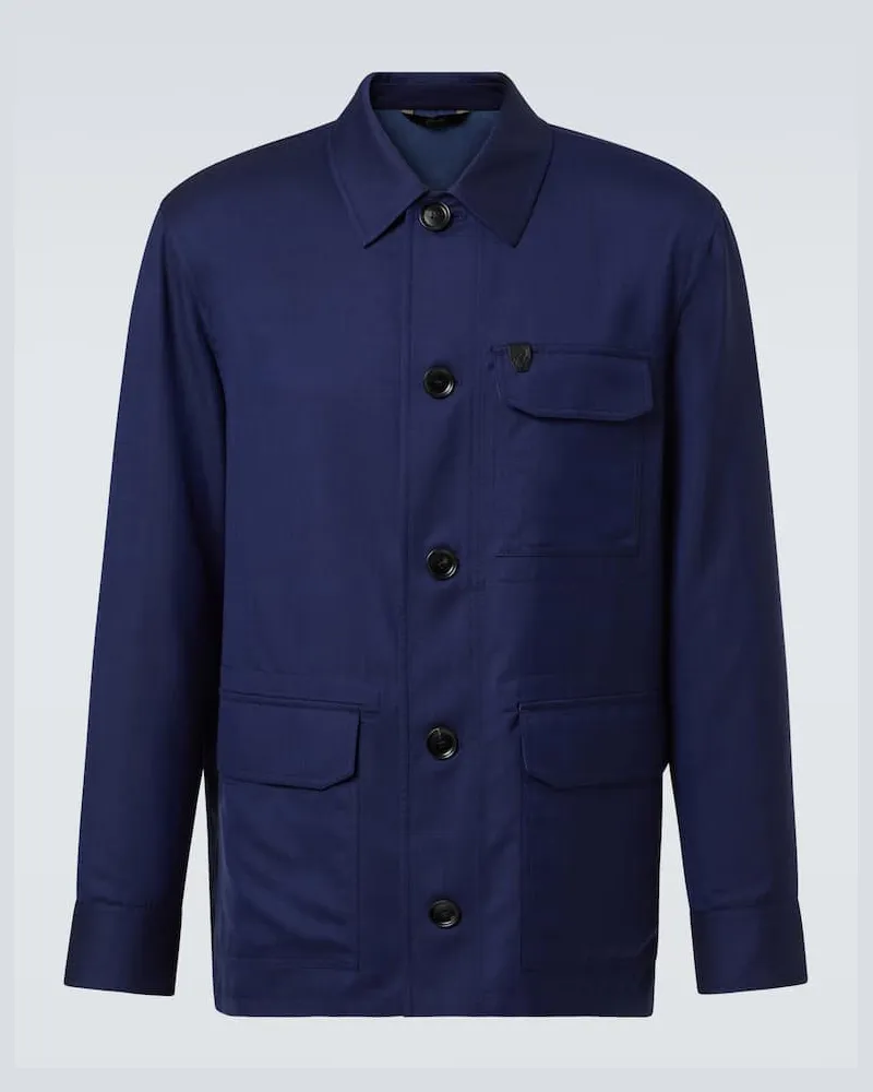 Brioni Jacke aus Wolle und Seide Blau