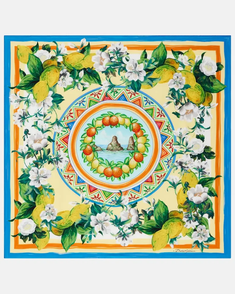 Dolce & Gabbana Bedrucktes Tuch aus Seiden-Twill Multicolor