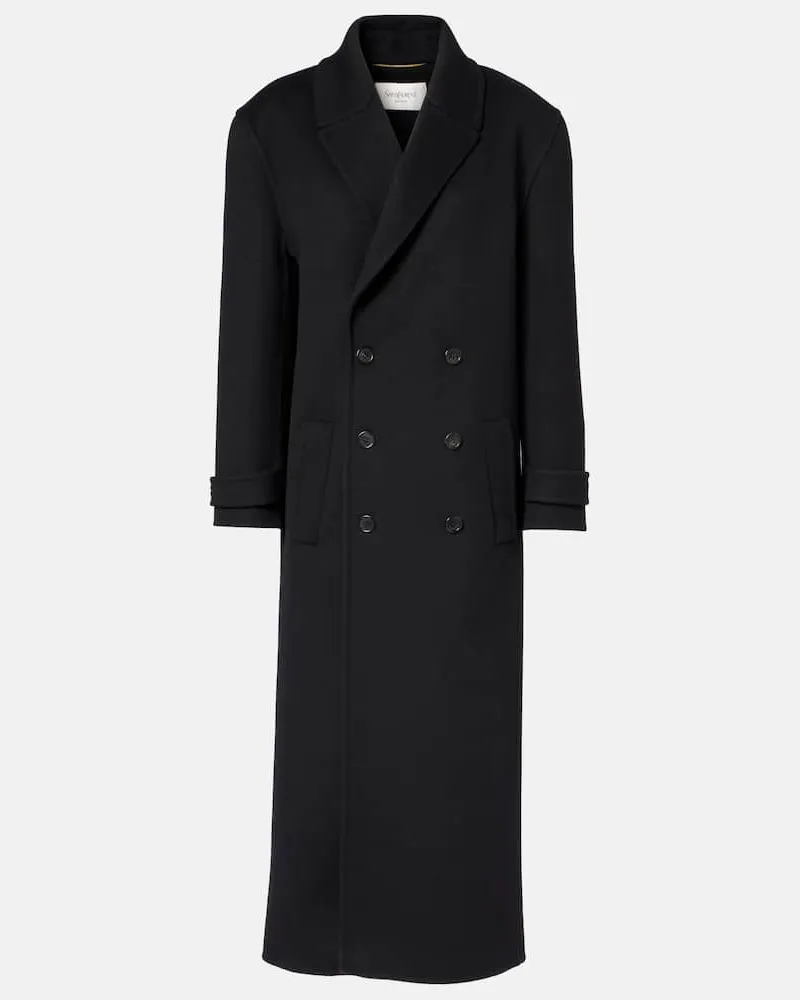 Saint Laurent Mantel aus Wolle Schwarz