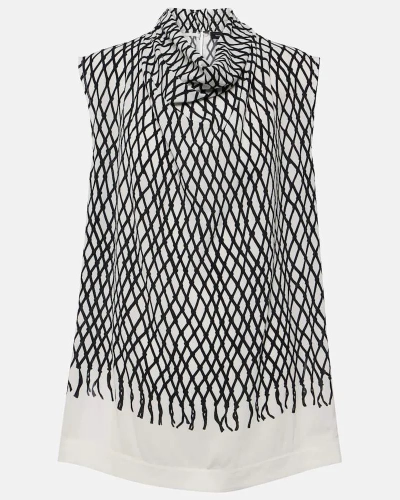 Proenza Schouler Bedrucktes Top Valerie aus Crêpe Weiß