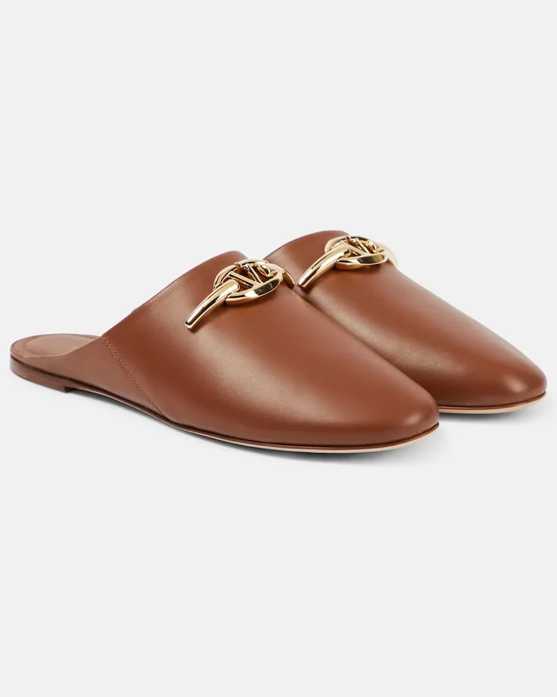 Valentino Garavani Slippers VLogo The Bold Edition aus Leder Braun