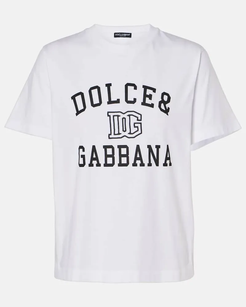 Dolce & Gabbana T-Shirt aus Baumwoll-Jersey Weiss