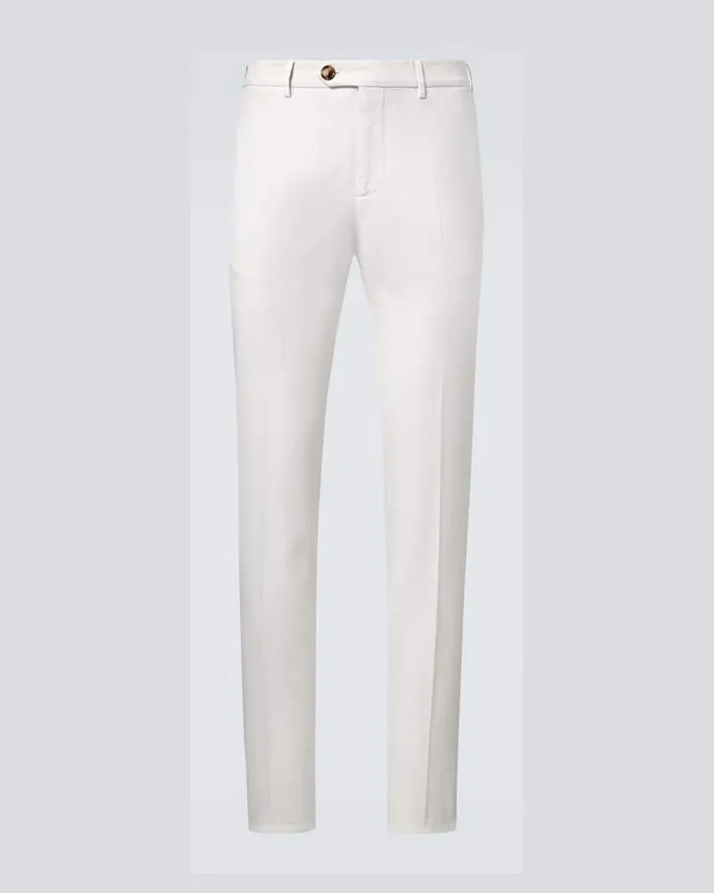 Brunello Cucinelli Schmale Hose aus Baumwoll-Gabardine Weiß
