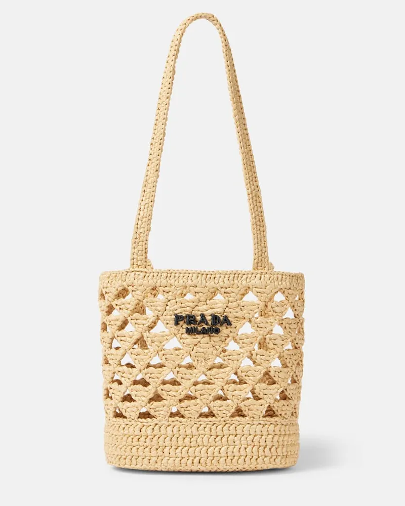 Prada Tote Bag aus Häkelstrick Beige
