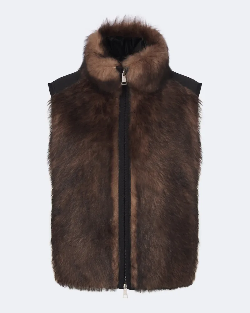 Moncler Daunenweste Tadorne mit Shearling Braun