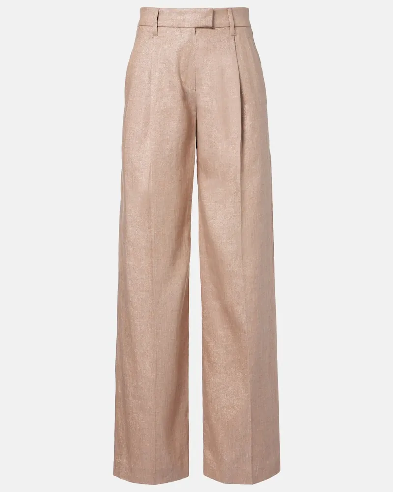 Brunello Cucinelli Weite Hose aus einem Leinengemisch Rosa