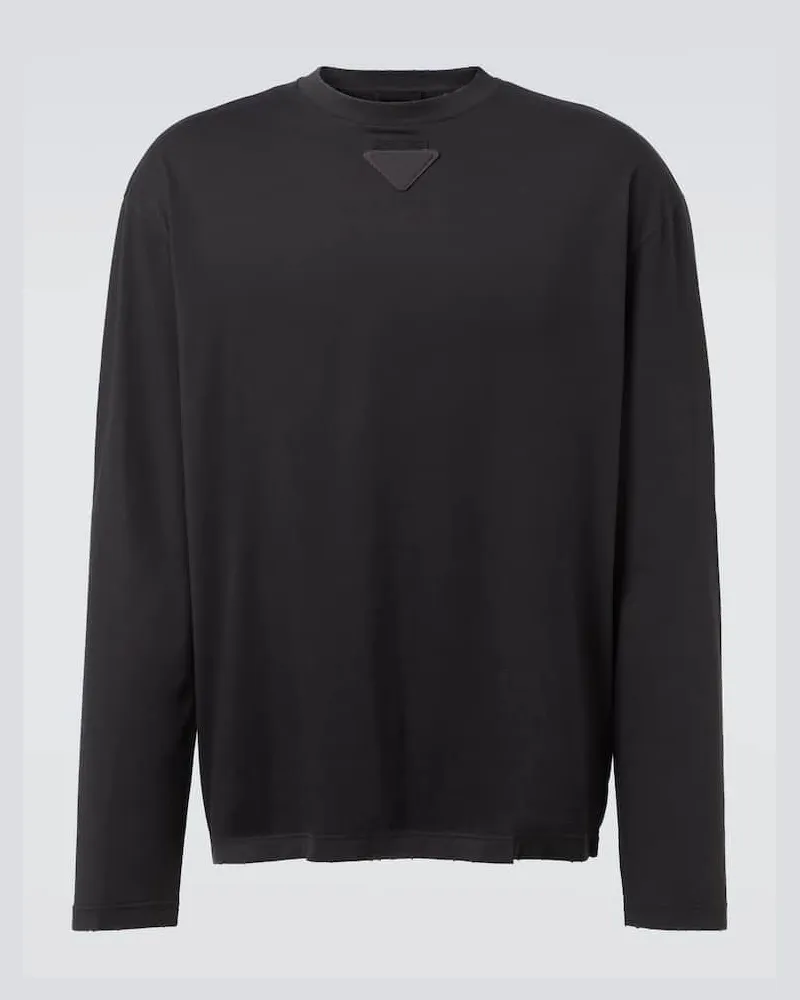 Prada Longsleeve aus Baumwoll-Jersey Schwarz