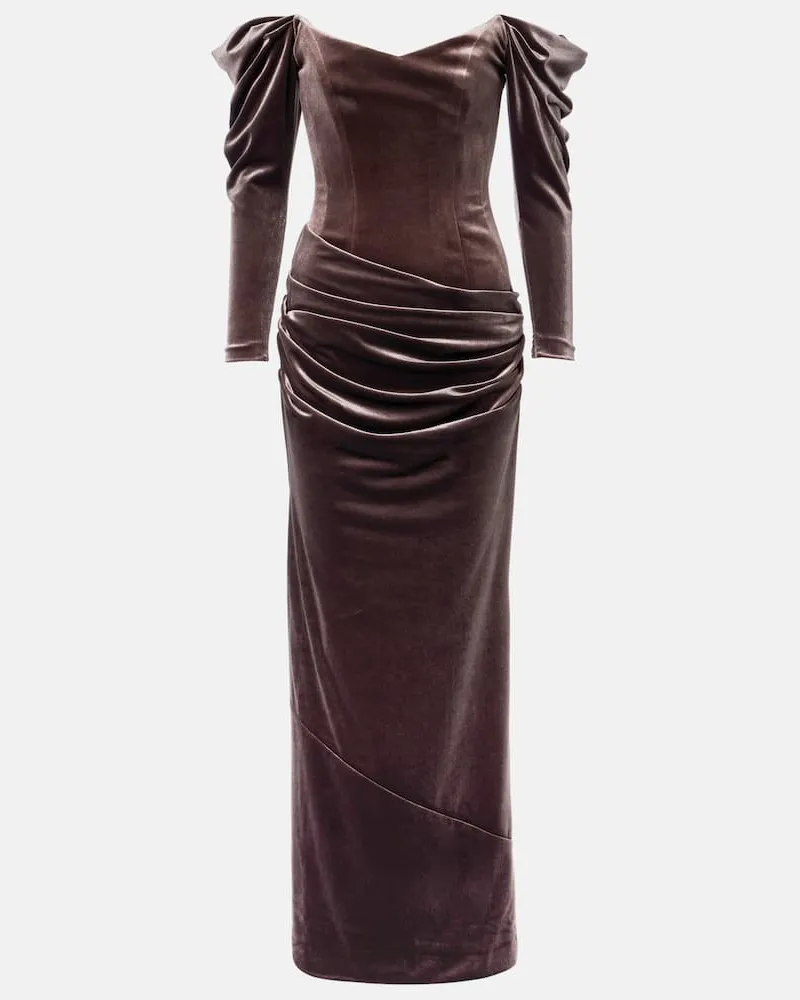 Alex Perry Robe aus Samt Braun