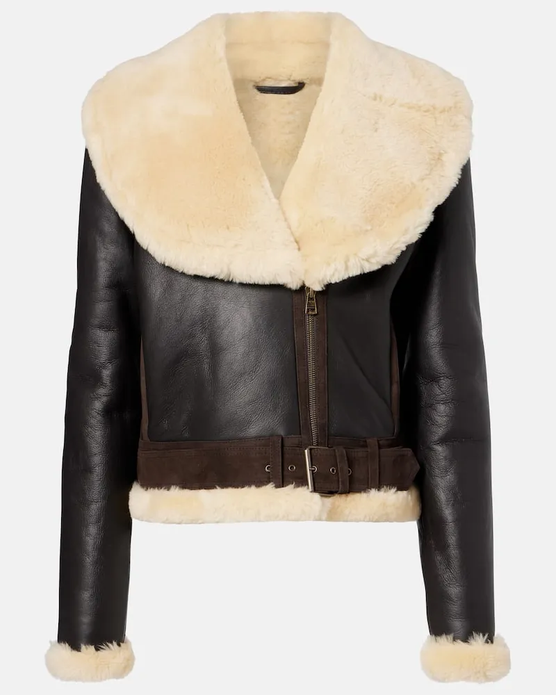 J.W.Anderson Lederjacke mit Shearling Braun