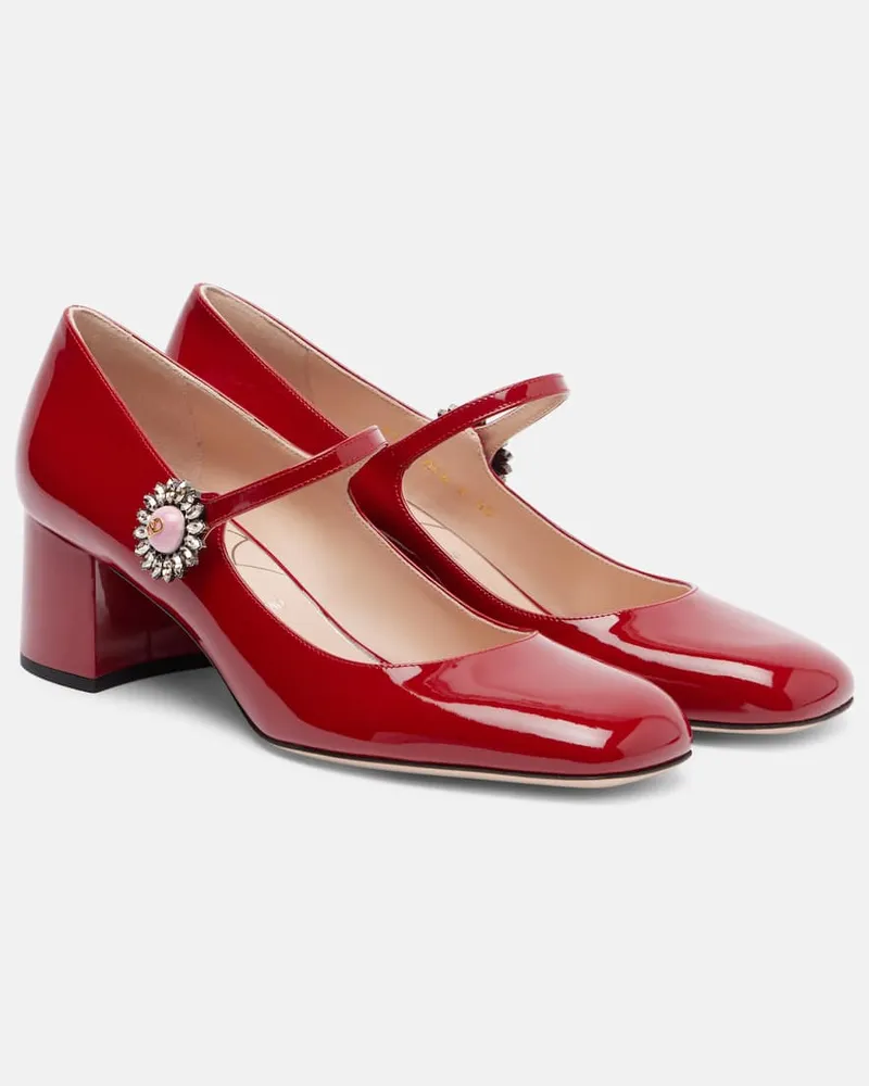 Valentino Garavani Mary-Jane-Pumps Daisy Jewel 55 aus Leder Rot