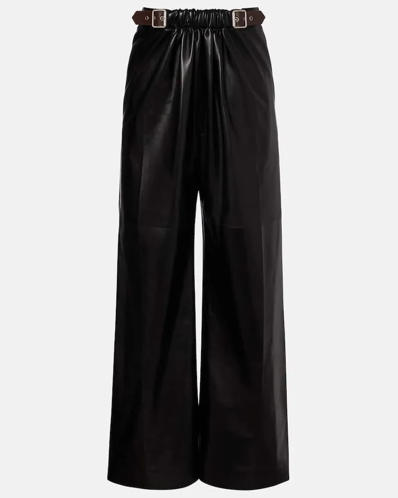Loewe Weite Hose aus Leder Schwarz