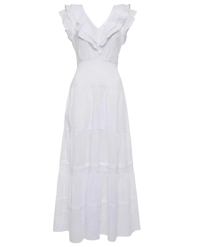 Poupette St Barth Midikleid Della aus Baumwolle Weiß