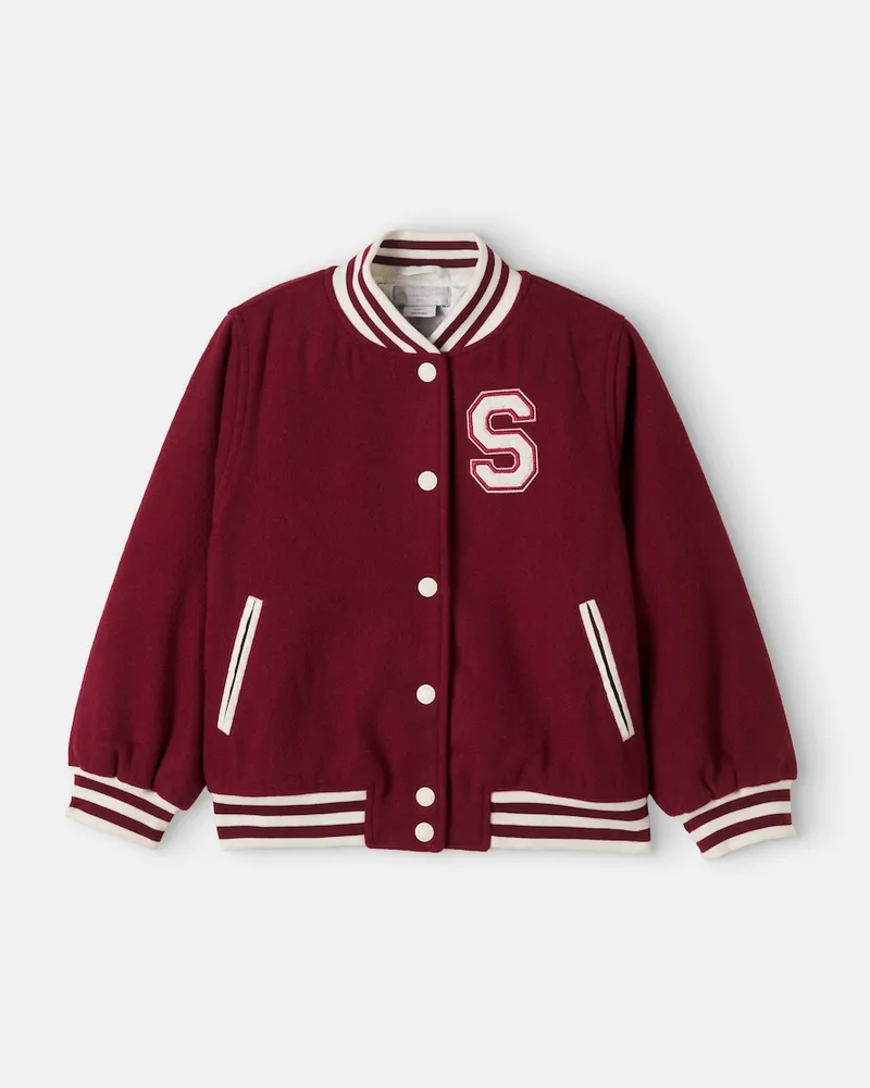 Stella McCartney Kids Collegejacke aus einem Wollgemisch Burgunderrot