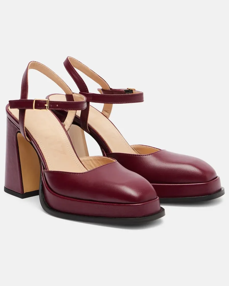 SOULIERS MARTINEZ Slingback-Pumps Malasana 95 aus Leder Burgunderrot