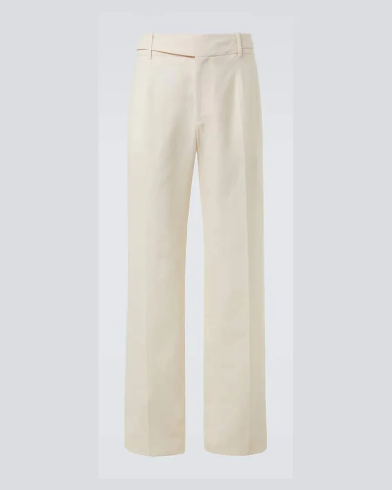 Dolce & Gabbana Weite Hose aus Leinen-Canvas Weiß