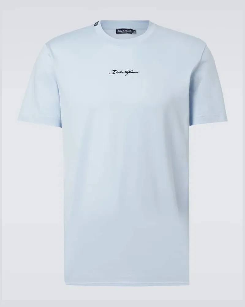 Dolce & Gabbana T-Shirt aus Baumwoll-Jersey Blau