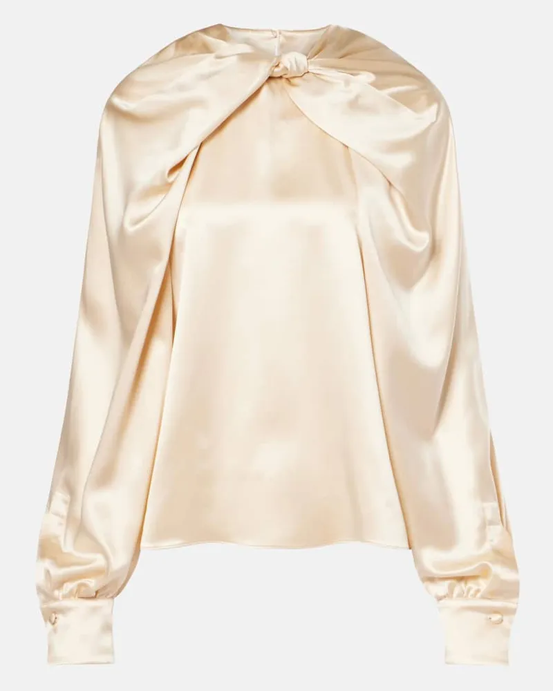 Max Mara Bluse Elegante Key aus Seidensatin Nude