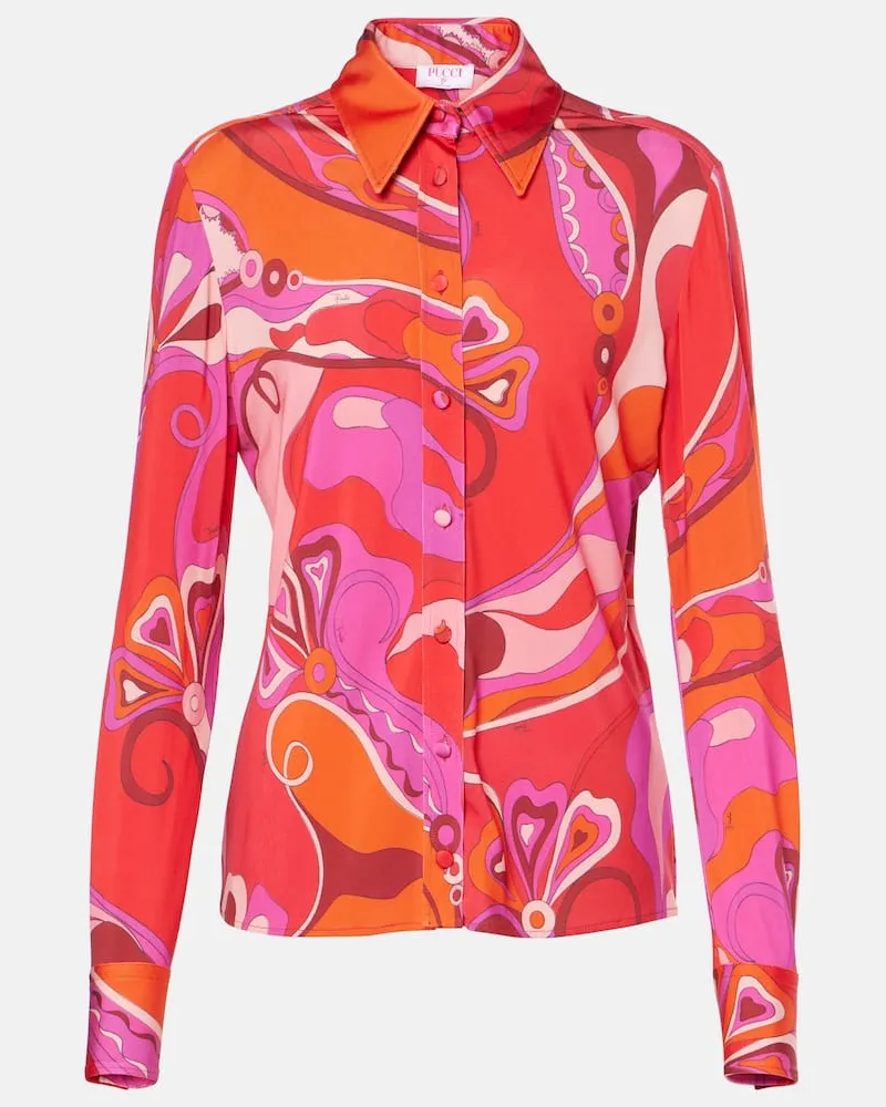 Emilio Pucci Hemd Orchidee aus Satin Multicolor