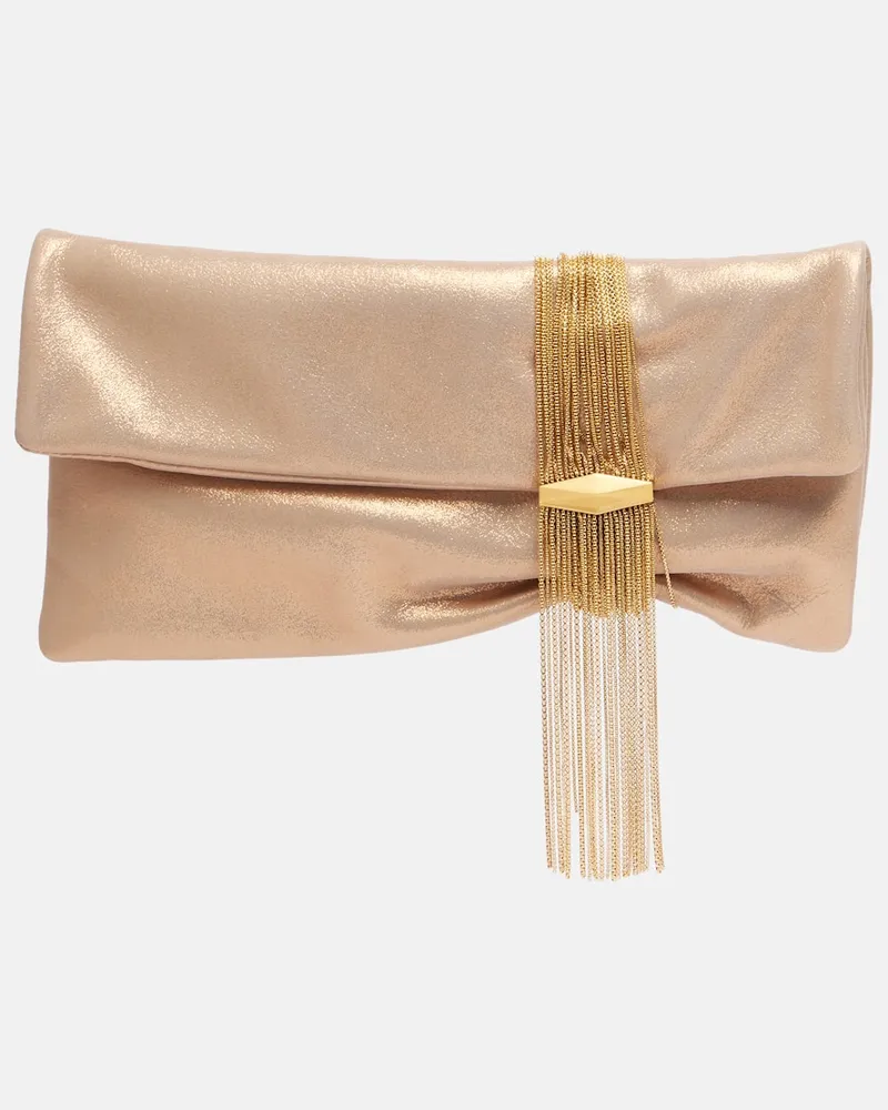 Jimmy Choo Verzierte Clutch Zandra Small aus Veloursleder Gold