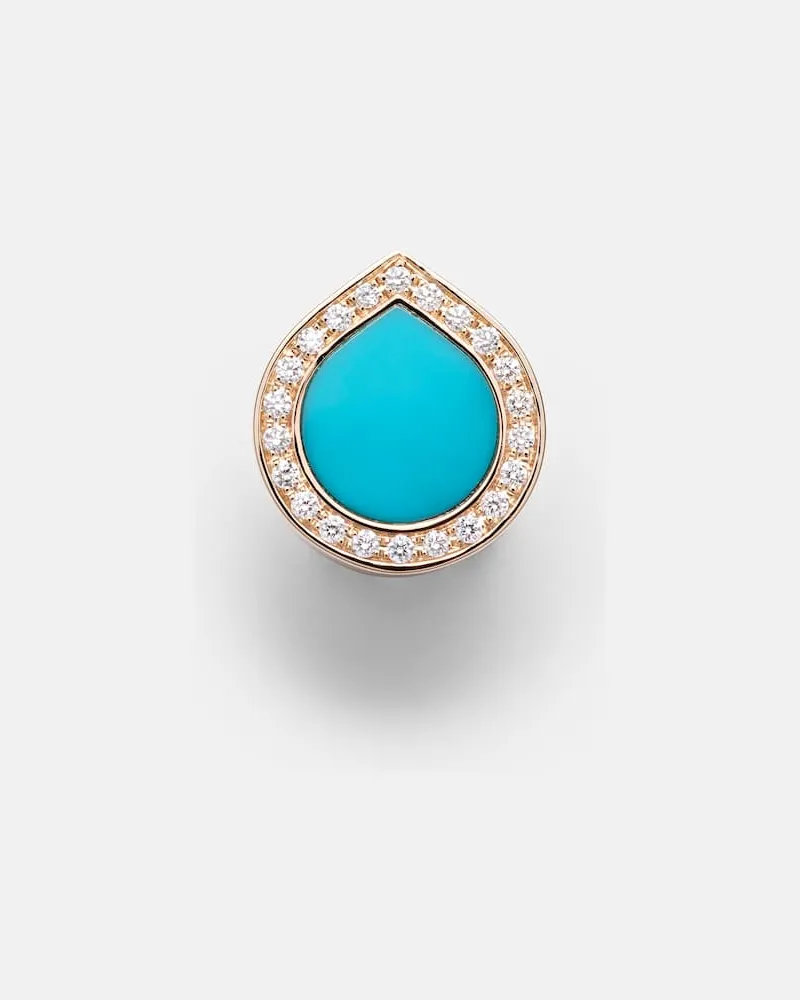 Repossi Einzelner Ohrring Antifer aus 18kt Roségold mit Diamanten und Türkis Gold