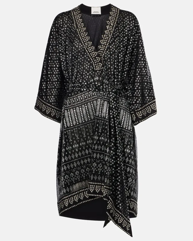 Isabel Marant Verziertes Minikleid Nawel aus Lamé Schwarz
