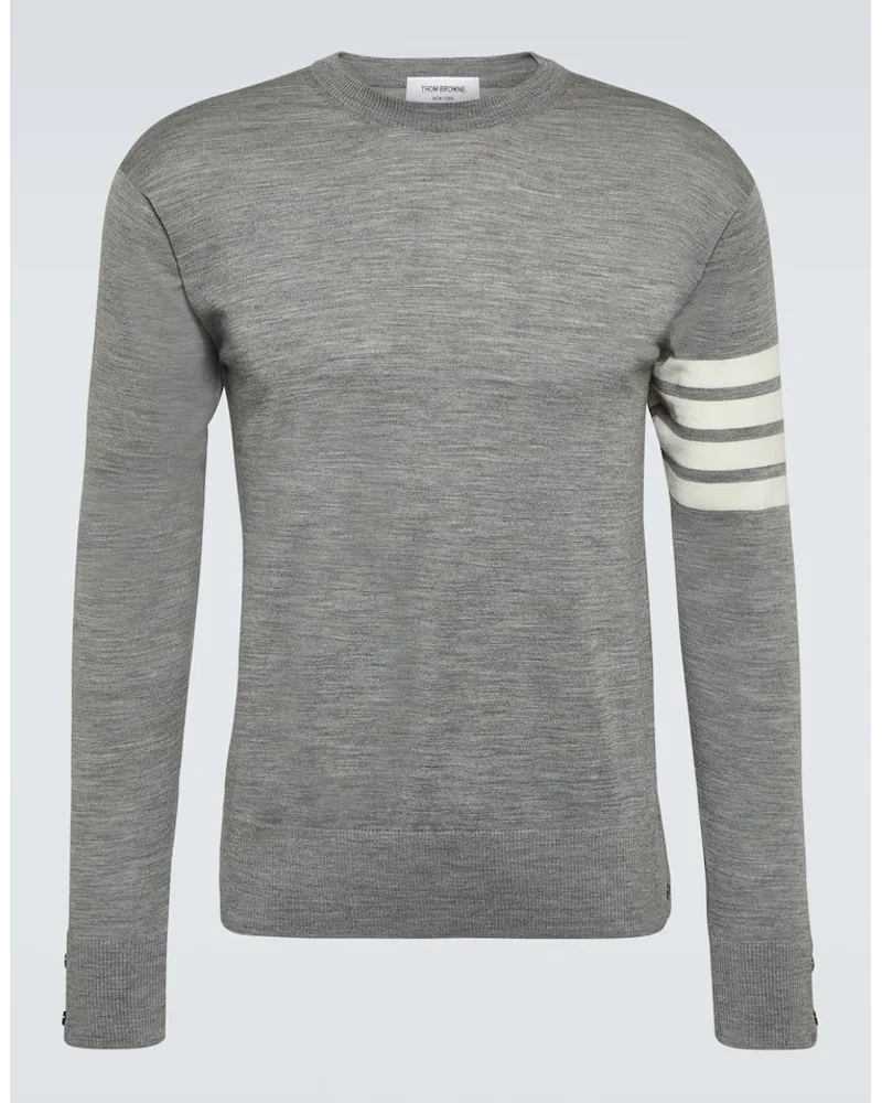 Thom Browne Pullover 4-Bar aus Schurwolle Grau