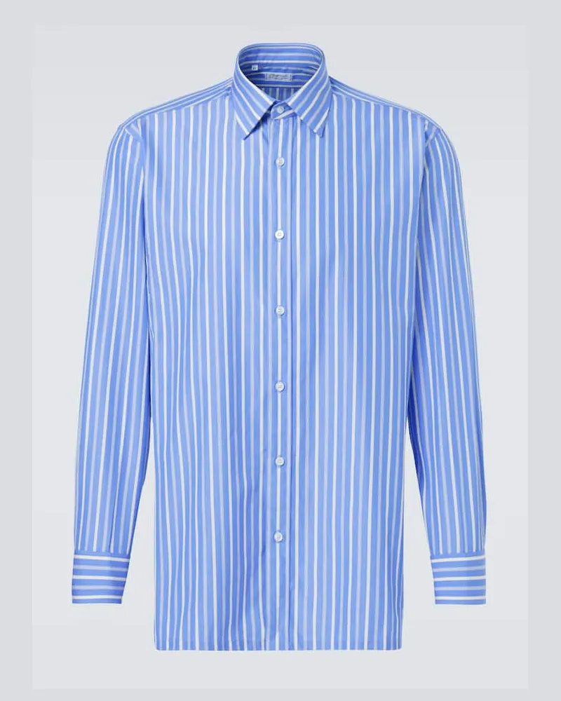 Charvet Hemd aus Baumwollpopeline Blau